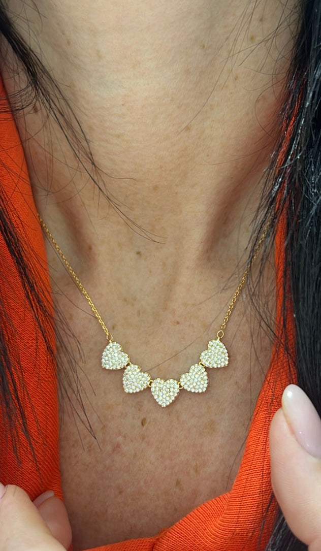 Five Heart Necklace