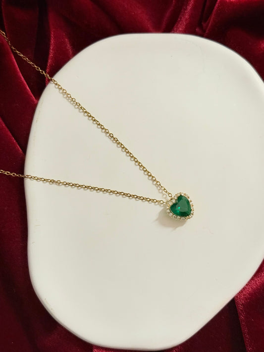 Heart Drip Pendant -Green